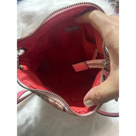 CHICO Tropical Floral Pink Crossbody Bag With Adjustable Strap & Zipper Closure - Picture 9 of 12